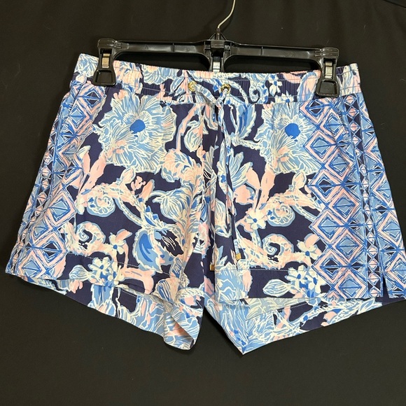 Lilly Pulitzer Blue and Pink Athletic Shorts with Flower Design XS - Picture 1 of 6